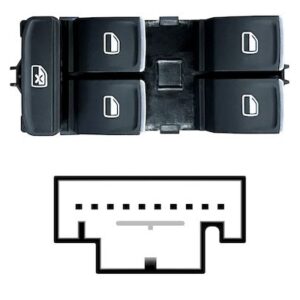 VW GOLF VII 2012.11-*COMANDO PUERTA FRT IZA S/SETAS (PRETO/CROMADO)(4 BOT)10PIN